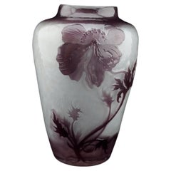 Galle Cameo and Fire Polish Poppy Vase circ 1900 Art Nouveau.