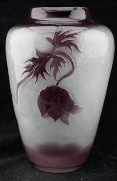 Galle Cameo and Fire Polish Poppy Vase circ 1900 Art Nouveau.