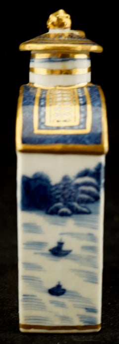 Chinese Blue and White Export Porcelain Tea Caddy circ 1790.
