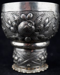 German Silver Pair of Wedding Cups, Nuremberg circ 1850.