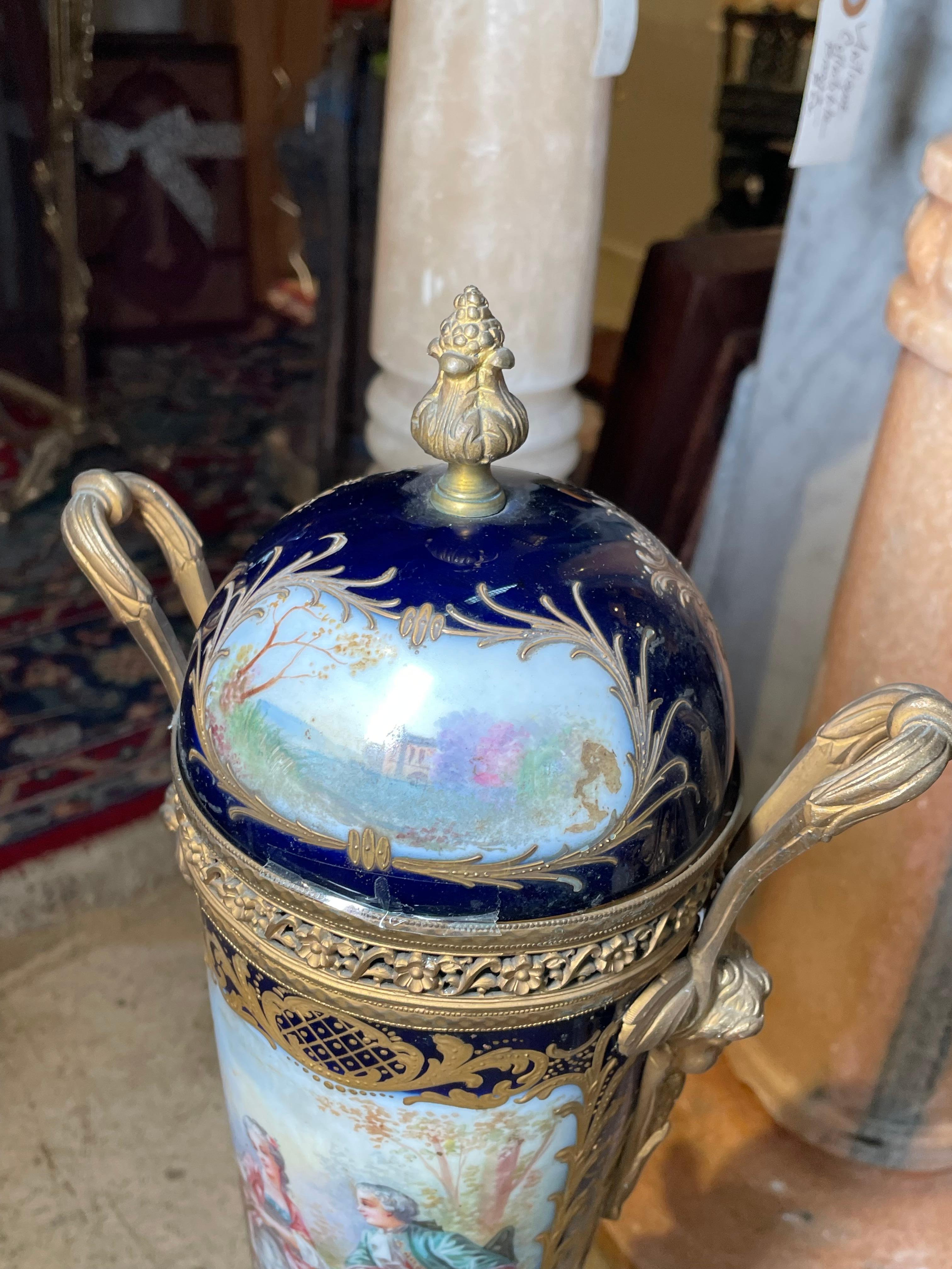Coppia di vasi in porcellana con copertura in bronzo di Sevres del XIX secolo in vendita 2