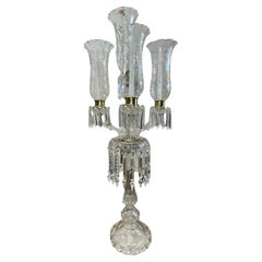 Vintage Baccarat Style Five Arms High and Large Crystal Candelabra