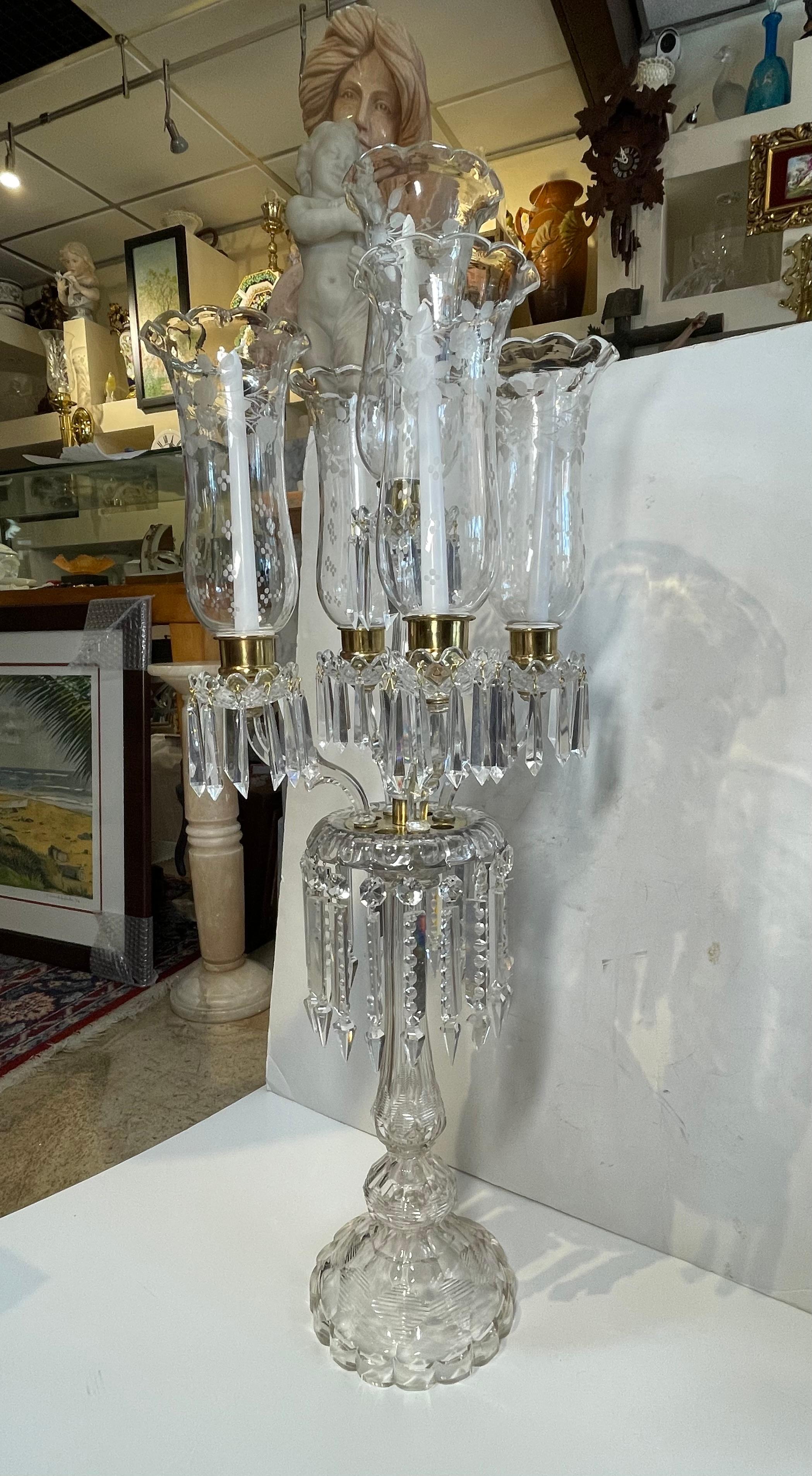 Candelabro de Cristal Alto y Grande de Cinco Brazos Estilo Baccarat 11