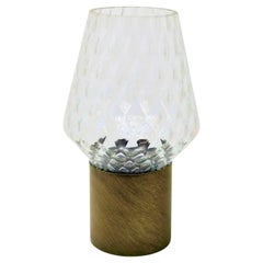 Mini Lámpara de Mesa/Florero Cónico Portátil de Cristal de Bronce Cepillado Inalámbrico Italiano