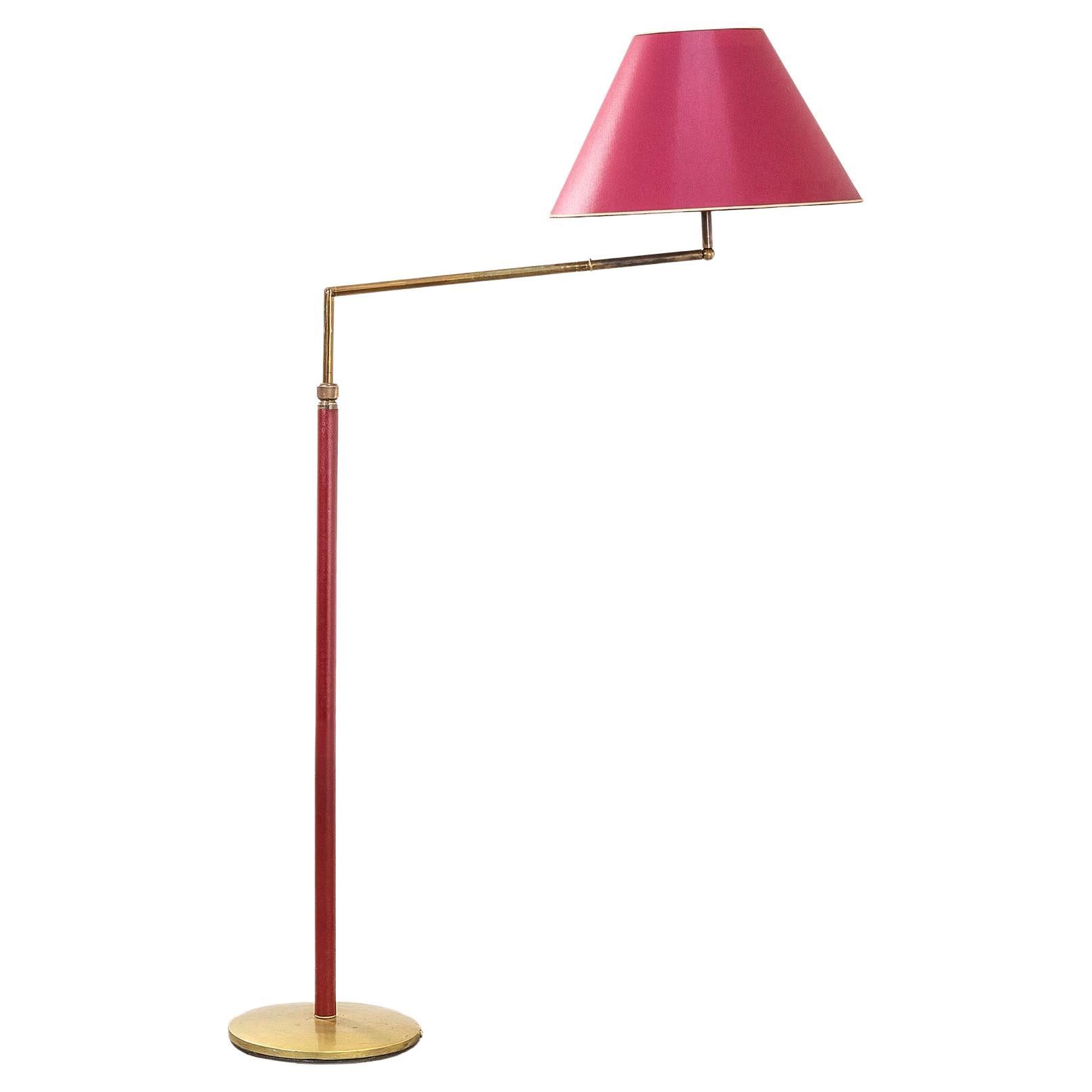 20th Century Angelo Lelii Mod Tris Floor Lamp Arredoluce Adjustable Diffuser 50s For Sale