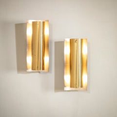 Par de apliques de pared de latón de estilo «Mid-Century Modern» de Gio Ponti, Italia, década de 1950