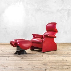 20th Century, Dino Gavina Armchair with Pouf mod. Viscontea