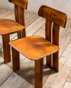 Mario Marenco Sapporo Dining Chairs, Set of Four, Wood Frame, 1970s