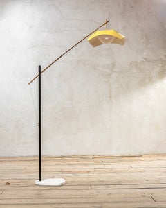 Vintage 1950 Angelo Lelii Floor Lamp for Arredoluce, Brass & Marble