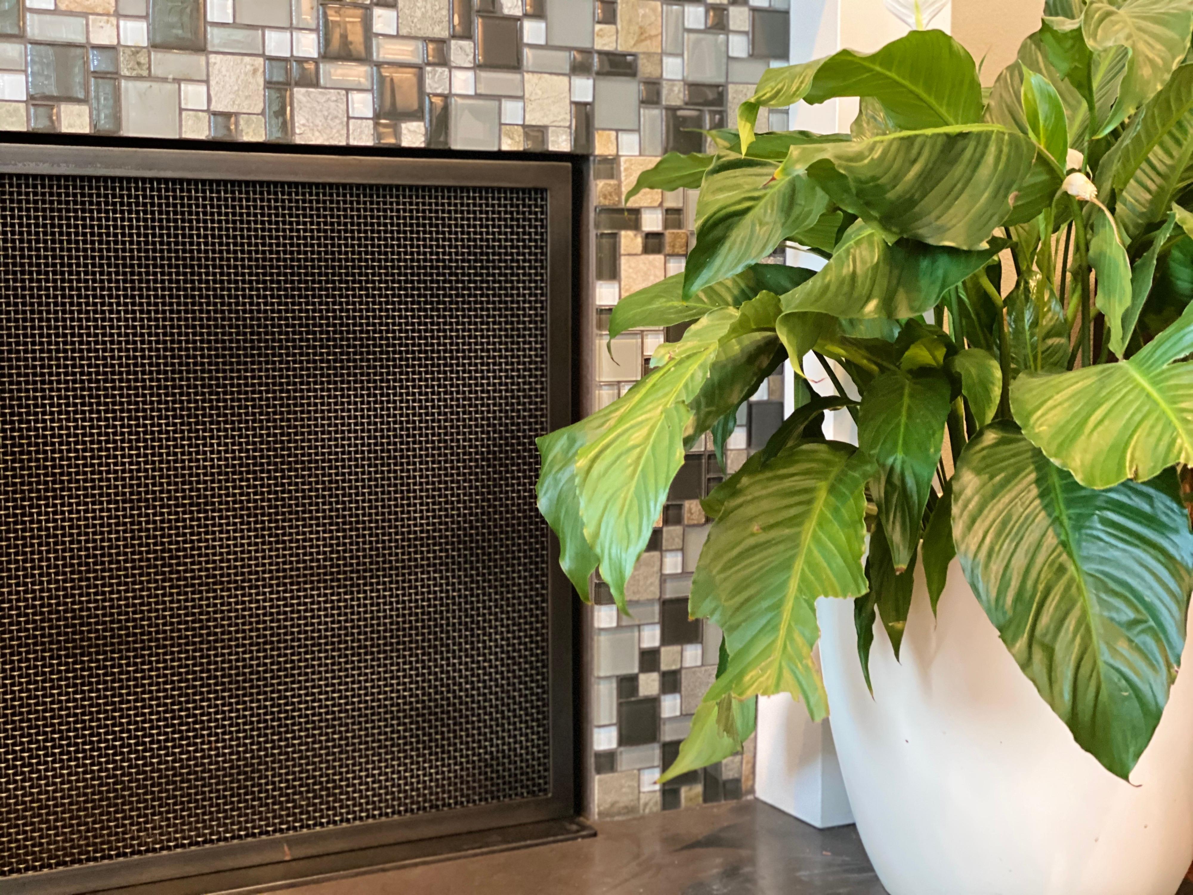 American Fireplace Screen in Metal with a Blackened Steel Finish Customizable  For Sale