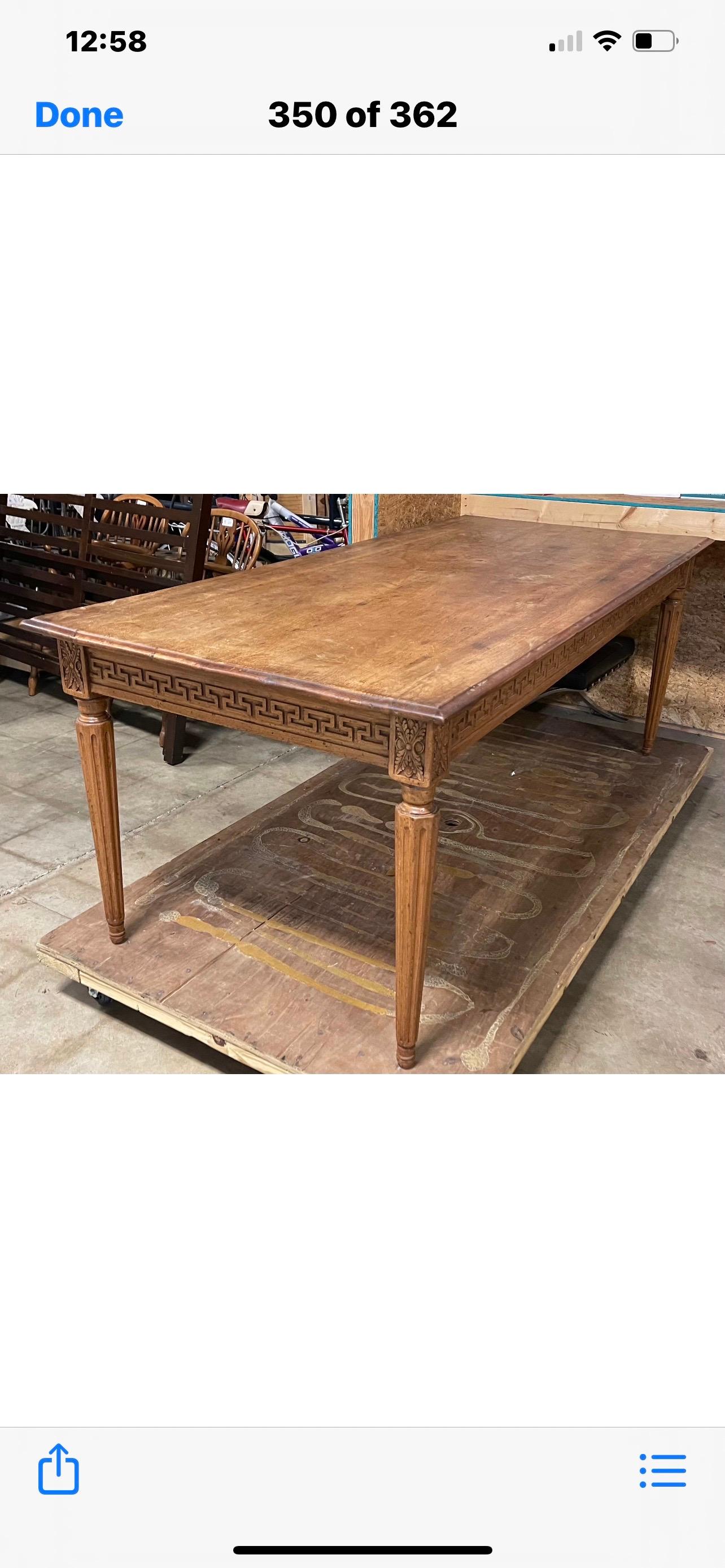 Early 20th Century Neo-Classical Style Italian Carved Walnut Farm Table 4