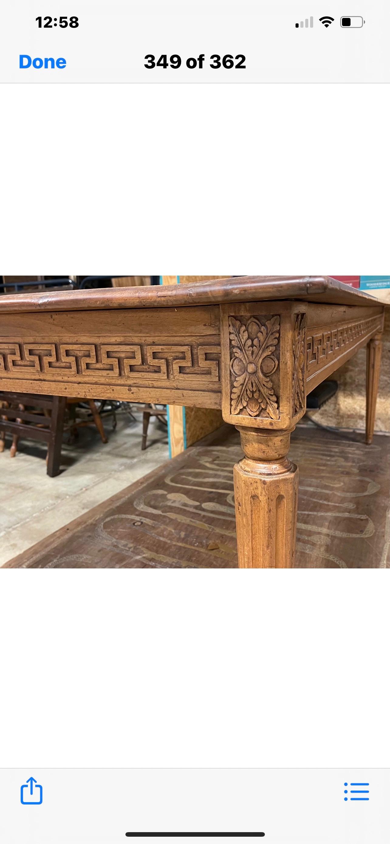 Early 20th Century Neo-Classical Style Italian Carved Walnut Farm Table 5