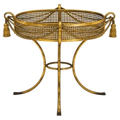 1960s Large Scale Italian Hollywood Regency Gilt Tassel Tole Metal Planter
