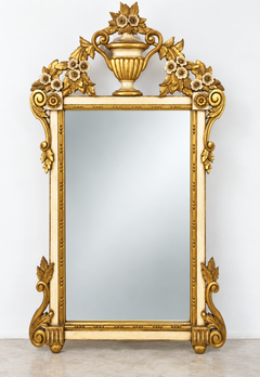 Italian Neo-Classical Style Giltwood Mirror With Urn & Floral Motif