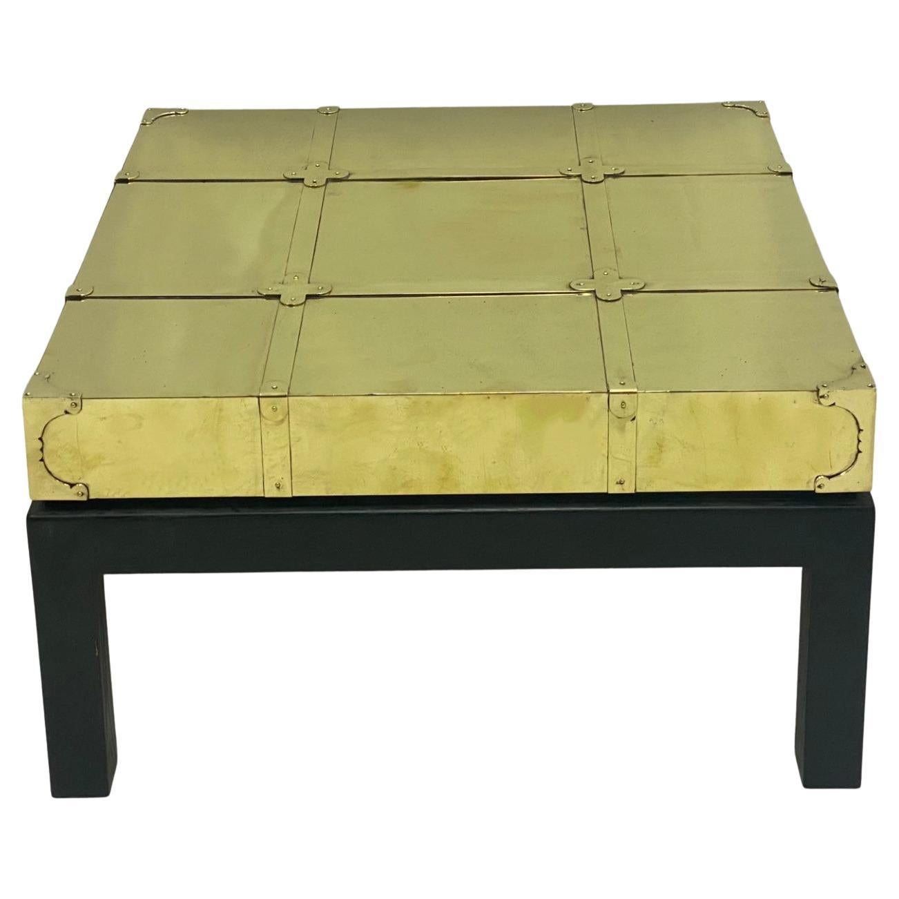 Sarreid Ltd. Brass Asian & Campaign Style Side or Coffee Table, Pair Available
