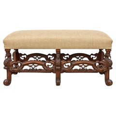 Early 20th-C. Italian Neo-Classical Style Mahogany Bench With Carved Eagles