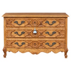 1950s Italian French Louis XV Style Carved Pine Chest / Commode