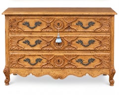 1950s Italian French Louis XV Style Carved Pine Chest / Commode