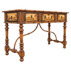 Lane Venture Faux Bamboo Chinoiserie Fruitwood Sideboard Credenza Table