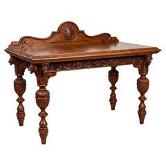 Early British Colonial Style Heavily Carved Oak Sideboard / Console Table