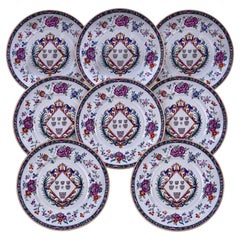 Set Of 8 English Armorial Plates By Copeland Spode for Tiffany & Co.