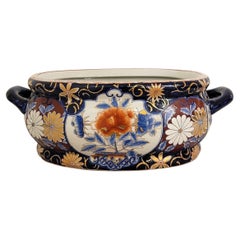 Bain de pieds / Jardinière bleu et blanc de style Imari et d'exportation chinoise du milieu du siècle dernier