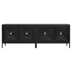 Nuovi mobili della linea Uttermost Organic Modern, finitura invecchiata, neri e dorati, coppia