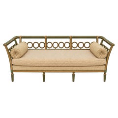 1920s Regency Style Carved and Hand Painted Daybed Sofa Settee