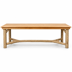 Ralph Lauren Style Rustic Oak Farm Table Faux Bois Legs - La Lune Collection 98”