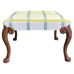 Georgian Style Carved Mahogany Ottoman / Stool Att. Theodore Alexander