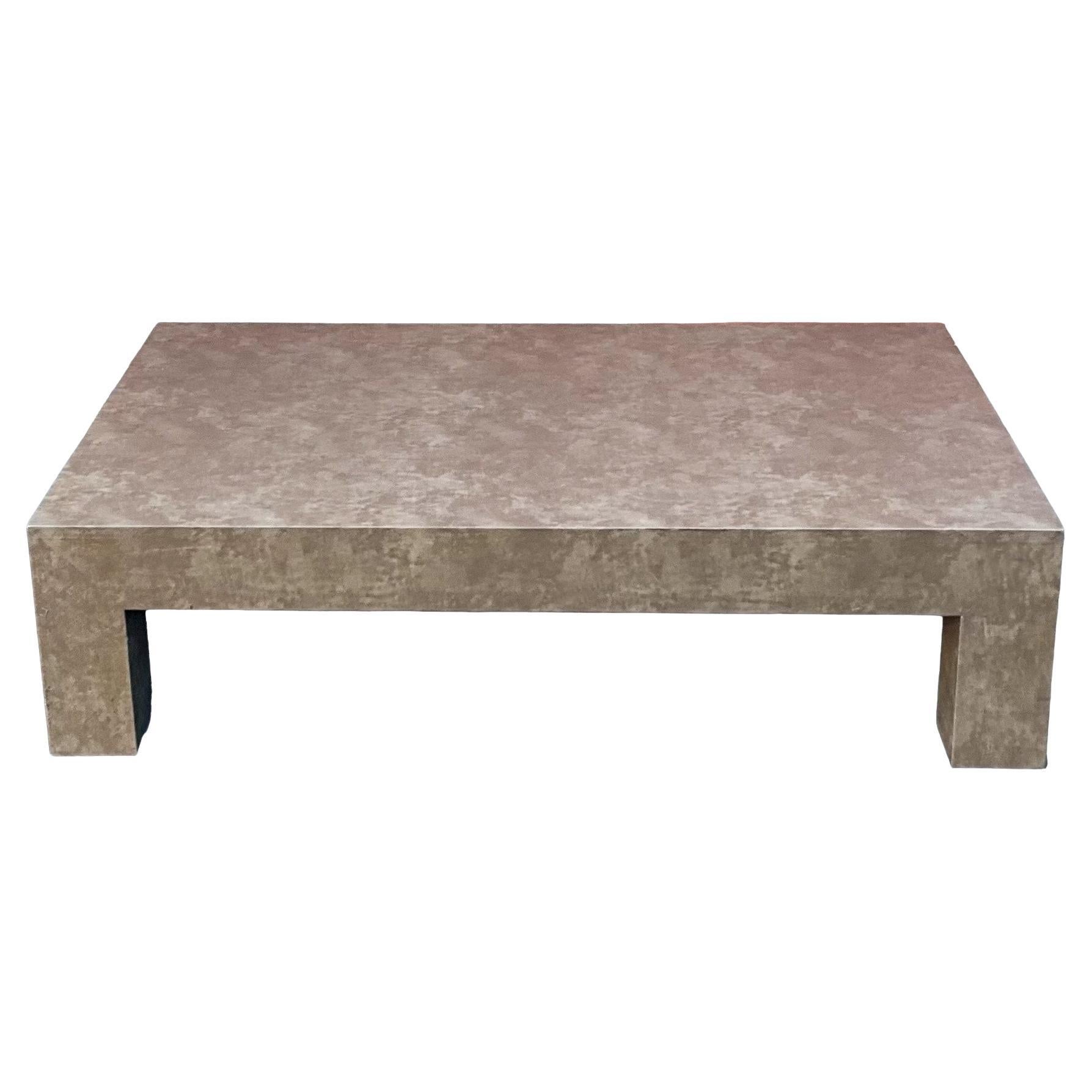 1970s Modern Parsons’ Style Low Profile Faux Snakeskin Coffee Table  For Sale