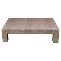 1970s Modern Parsons’ Style Low Profile Faux Snakeskin Coffee Table 