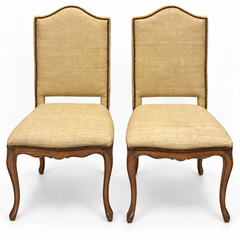 Stühle im französischen Louis-XV-Stil, mit Grasscloth-Bezug aus Fruchtbaumholz, original Nach Grange – Paar
