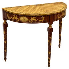 Consolle a mezzaluna Chelsea House in stile neoclassico con piano in finto marmo