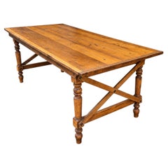 Antique Primitive Maple Campaign Style Folding Farm / Dining Table Or Desk