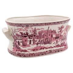 Victorian Style Pink Transferware Footbath / Cachepot / Planter / Ice Bucket