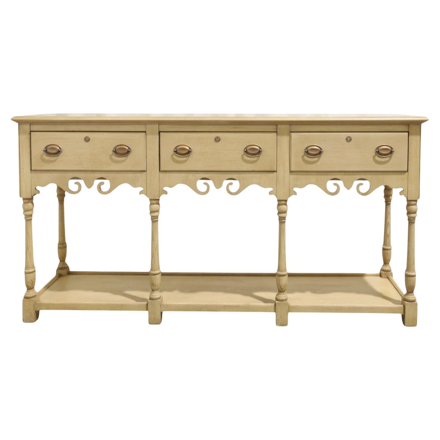 English Country Style Century Cerused Oak Console Table / Credenza / Sideboard For Sale