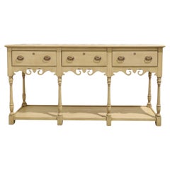 English Country Style Century Cerused Oak Console Table / Credenza / Sideboard