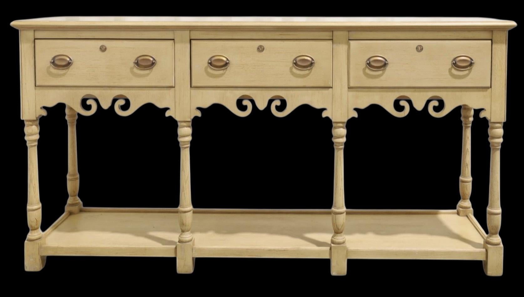 20th Century English Country Style Century Cerused Oak Console Table / Credenza / Sideboard For Sale