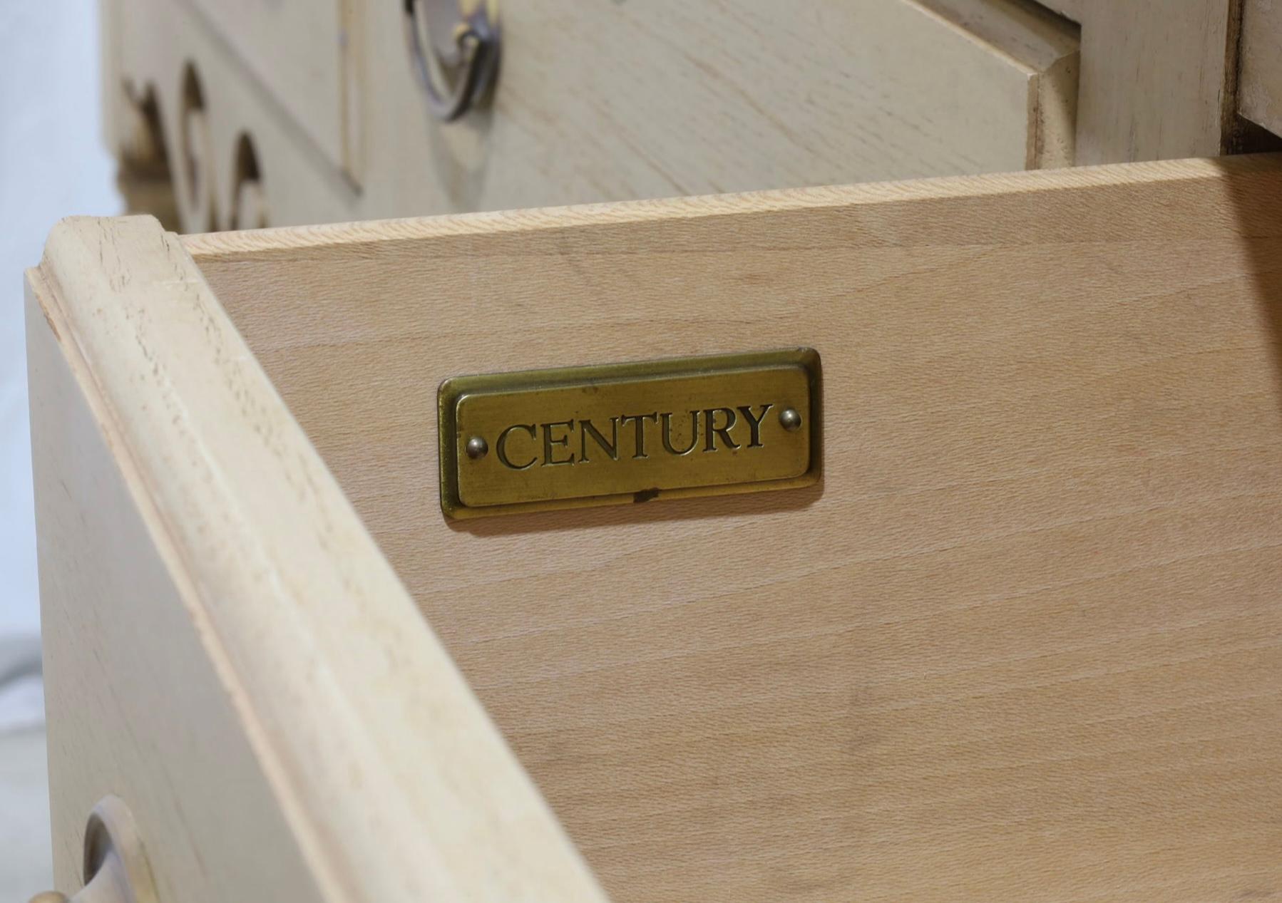 Brass English Country Style Century Cerused Oak Console Table / Credenza / Sideboard For Sale