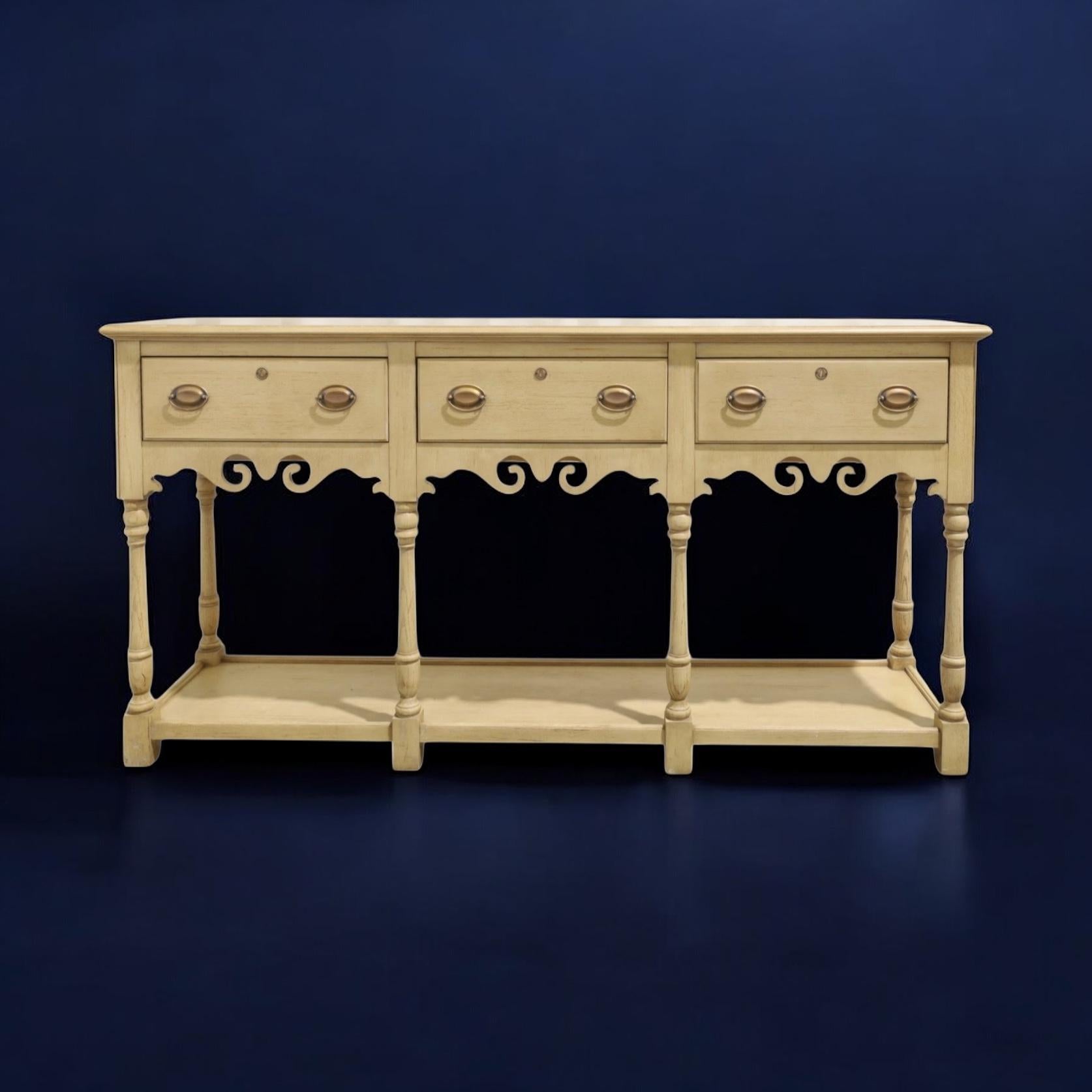 English Country Style Century Cerused Oak Console Table / Credenza / Sideboard For Sale 2