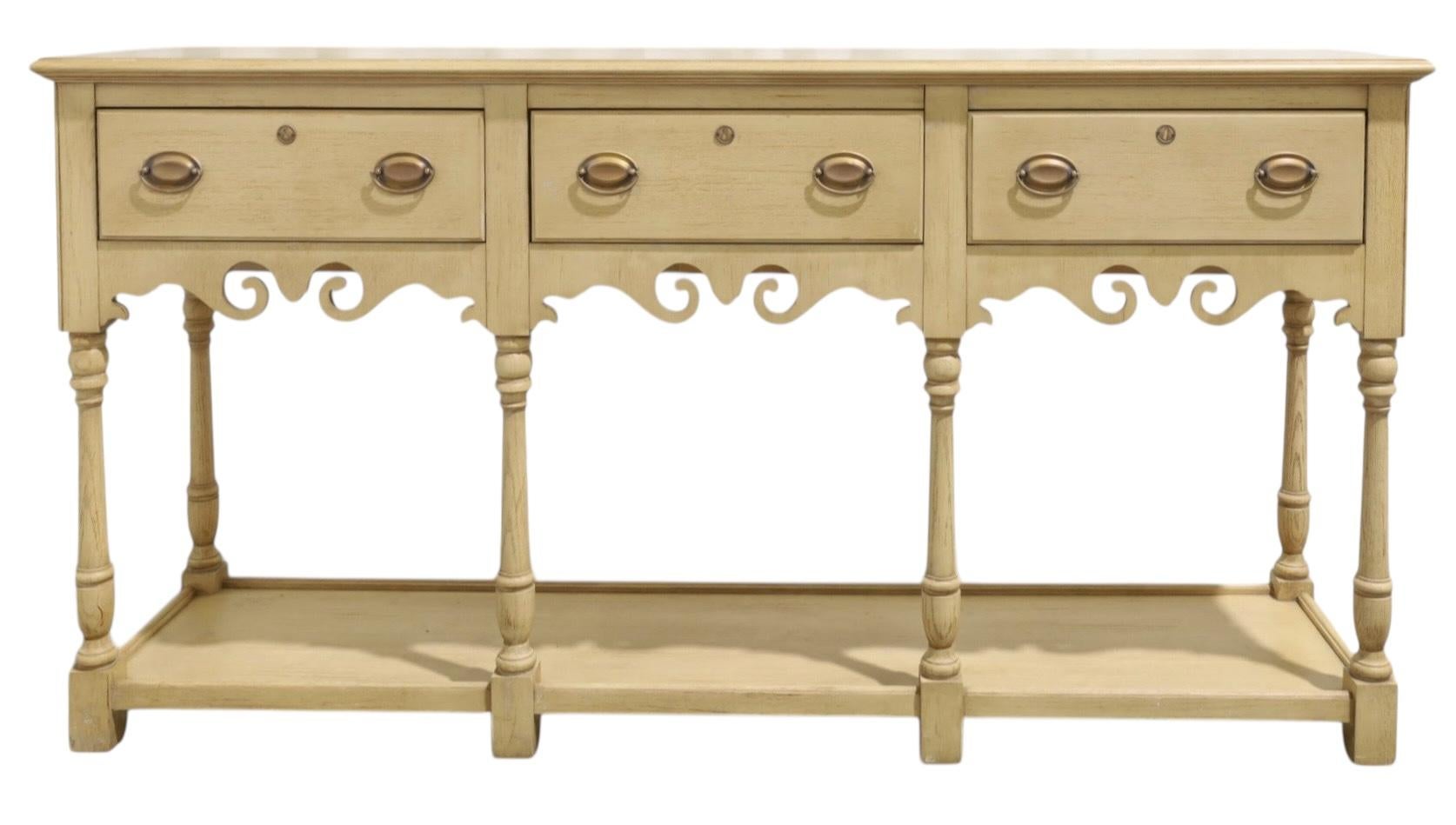 English Country Style Century Cerused Oak Console Table / Credenza / Sideboard For Sale 3