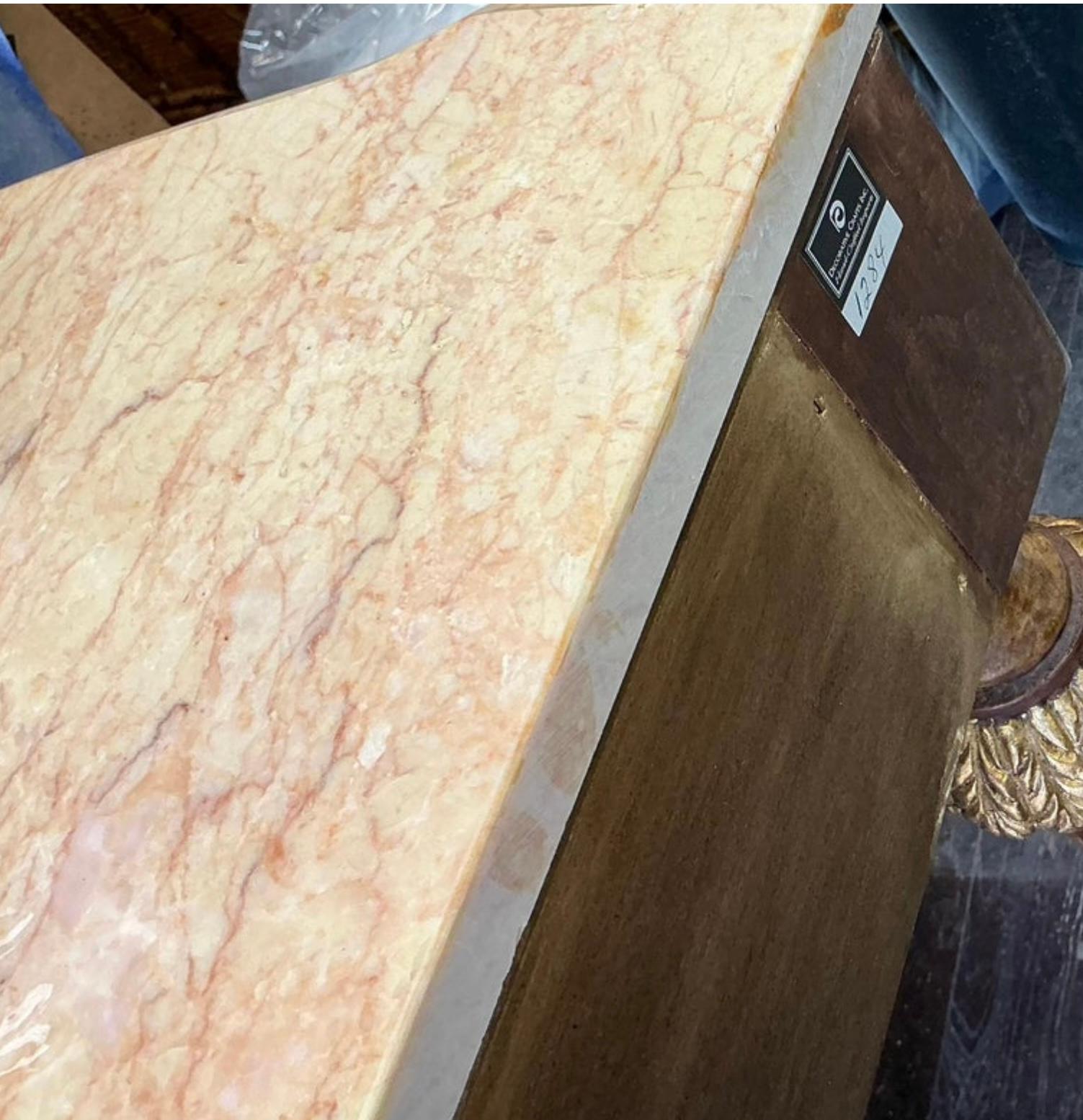 French Louis XVI Style Marble Top Painted Console Tables Decorative Crafts -Pair In Good Condition For Sale In Kennesaw, GA