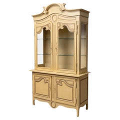 1970s Large Scale French Provincial Painted Cabinet / Hutch By Baker Furniture