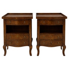 French Louis XV Style Walnut Side Tables / Chests - Pair