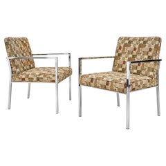 Chaises à accoudoirs modernes en chrome du milieu du siècle Att. A Milo Baughman / Directional - Pair