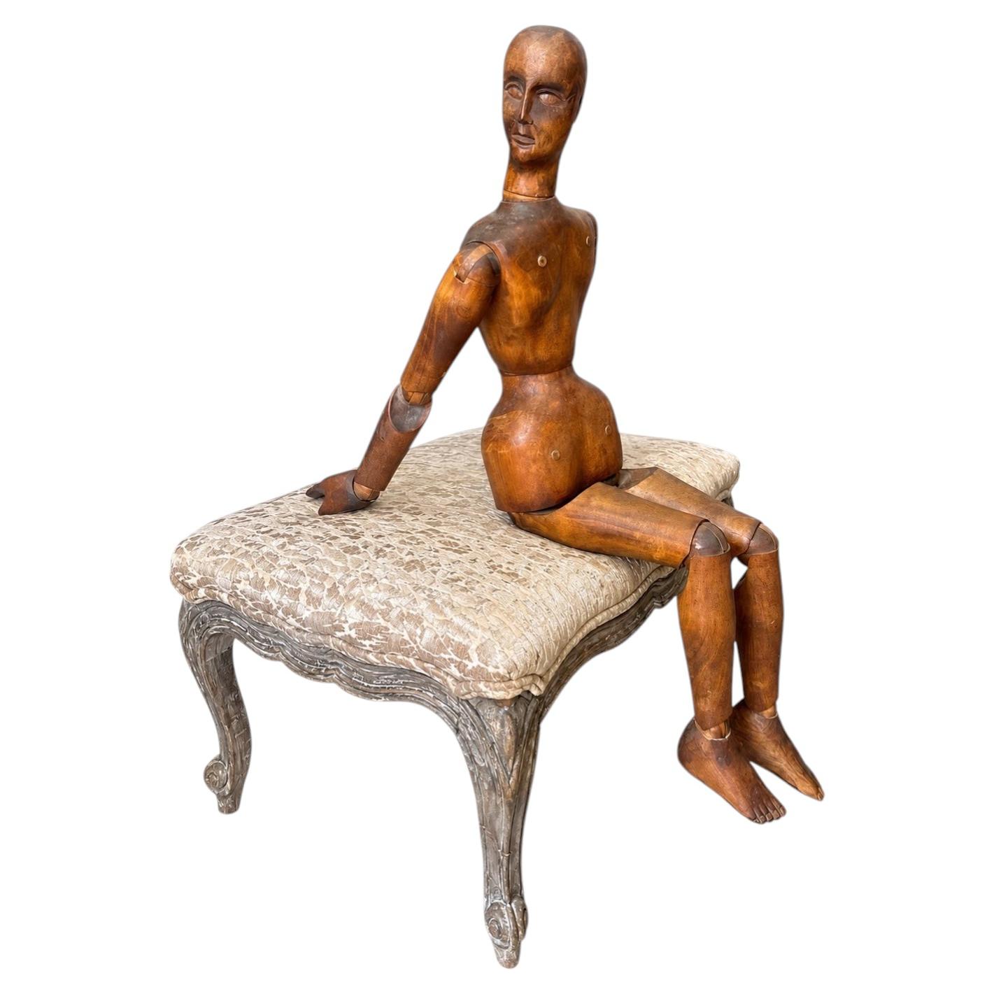 Large Antique French Wooden Male Artist’s Articulated Lay Figure Mannequin