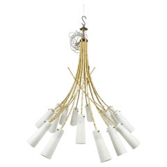 Monumental Mid-Century Modern Regency Style Faux Bamboo Tole 12 Arm Chandelier