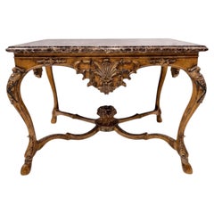 20th-C. Maitland-Smith French Louis XV Style Marble Top Fruitwood Center / Side