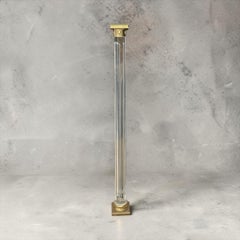 Mid-Century Modern Neo-Classical Style Lucite & Brass Pedestals Floor Lamps Pair